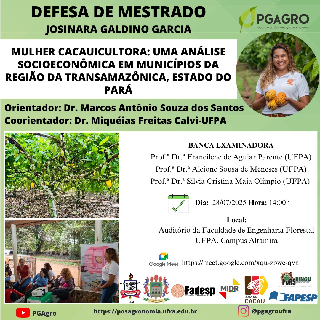DISSERTAÇÃO DE MESTRADO EM AGRONOMIA ANALISA O PROTAGONISMO FEMININO NA CACAUICULTURA DA TRANSAMAZÔNICA.